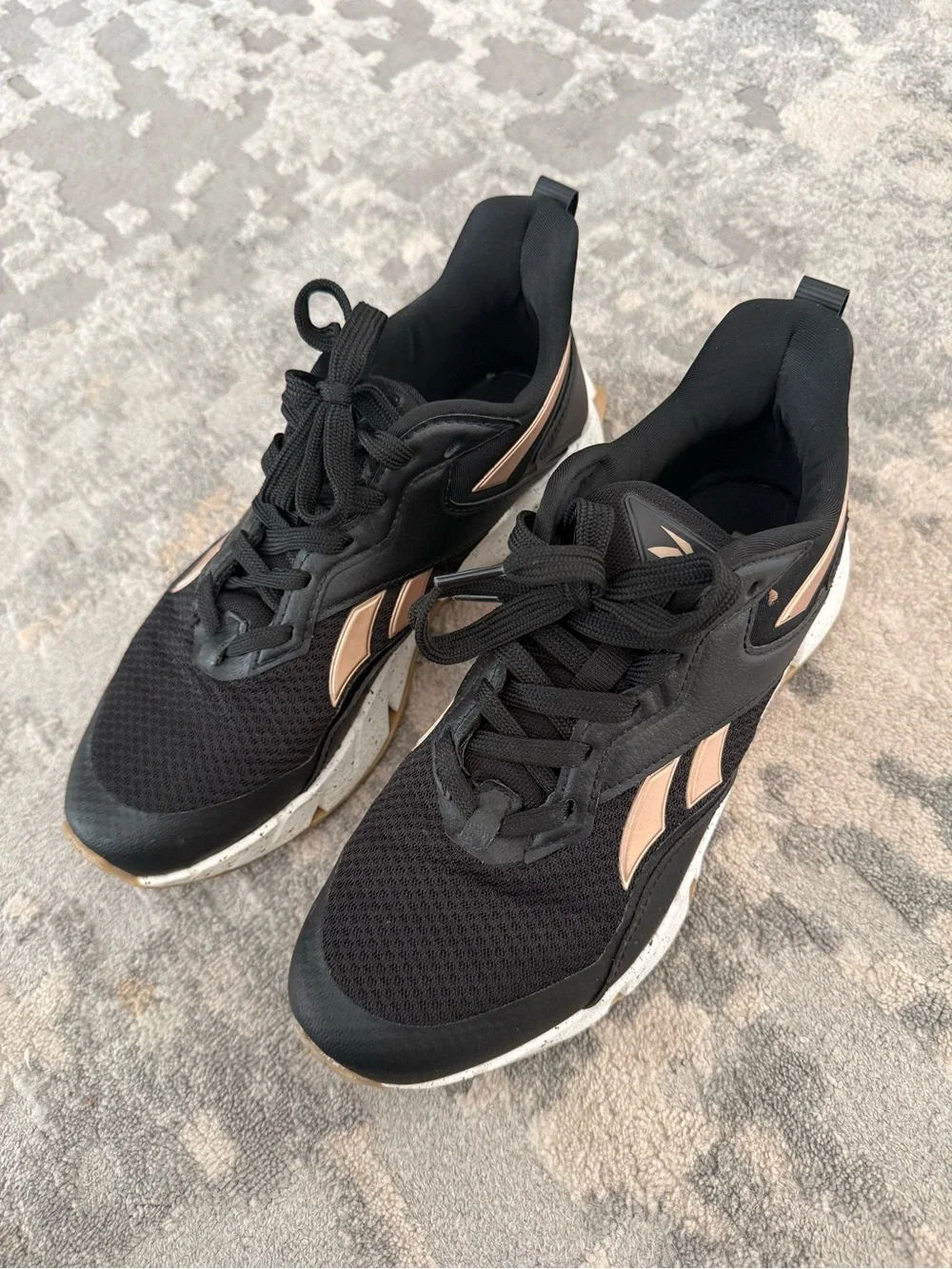 Reebok Black and Rose Gold Women's Sneakers
